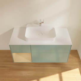 Тумба под раковину Villeroy & Boch Finion 120х50,1 см с подсветкой МДФ оливковый матовый лак/стекло белое матовое F411PCGM