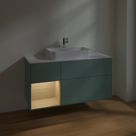 Тумба под раковину Villeroy & Boch Finion 120х50,1 см с подсветкой МДФ оливковый матовый лак/стекло белое матовое F411PCGM