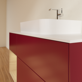 Тумба под раковину Villeroy & Boch Finion 120х50,1 см с подсветкой МДФ пион матовый лак/стекло белое матовое F411PCHB