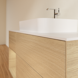 Тумба под раковину Villeroy & Boch Finion 120х50,1 см с подсветкой МДФ шпон дуба/стекло белое матовое F411PCPC