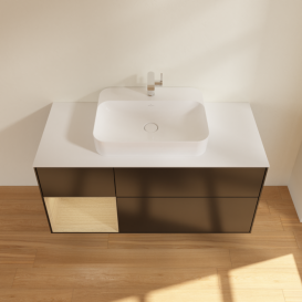 Тумба под раковину Villeroy & Boch Finion 120х50,1 см с подсветкой МДФ черный матовый лак/стекло белое матовое F411PCPD