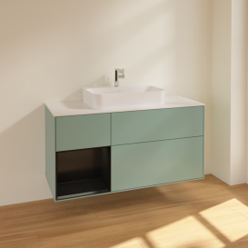 Тумба под раковину Villeroy & Boch Finion 120х50,1 см с подсветкой МДФ оливковый матовый лак/стекло белое матовое F411PDGM