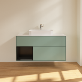 Тумба под раковину Villeroy & Boch Finion 120х50,1 см с подсветкой МДФ оливковый матовый лак/стекло белое матовое F411PDGM