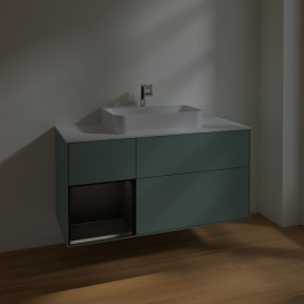 Тумба под раковину Villeroy & Boch Finion 120х50,1 см с подсветкой МДФ оливковый матовый лак/стекло белое матовое F411PDGM