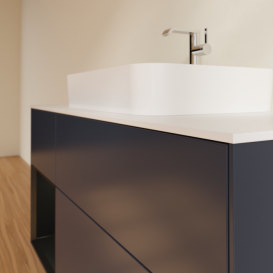 Тумба под раковину Villeroy & Boch Finion 120х50,1 см с подсветкой МДФ темно-синий матовый лак/стекло белое матовое F411PDHG