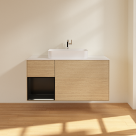 Тумба под раковину Villeroy & Boch Finion 120х50,1 см с подсветкой МДФ шпон дуба/стекло белое матовое F411PDPC