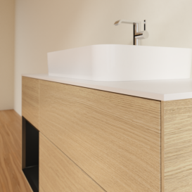 Тумба под раковину Villeroy & Boch Finion 120х50,1 см с подсветкой МДФ шпон дуба/стекло белое матовое F411PDPC