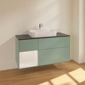 Тумба под раковину Villeroy & Boch Finion 120х50,1 см с подсветкой МДФ оливковый матовый лак/стекло черное матовое F412GFGM