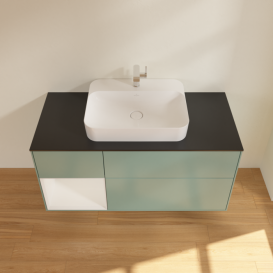 Тумба под раковину Villeroy & Boch Finion 120х50,1 см с подсветкой МДФ оливковый матовый лак/стекло черное матовое F412GFGM