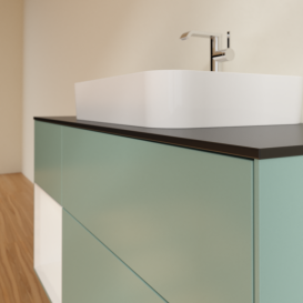 Тумба под раковину Villeroy & Boch Finion 120х50,1 см с подсветкой МДФ оливковый матовый лак/стекло черное матовое F412GFGM