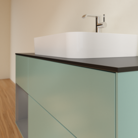 Тумба под раковину Villeroy & Boch Finion 120х50,1 см с подсветкой МДФ оливковый матовый лак/стекло черное матовое F412GKGM