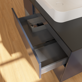 Тумба под раковину Villeroy & Boch Finion 120х50,1 см с подсветкой МДФ темно-синий матовый лак/стекло черное матовое F412GKHG