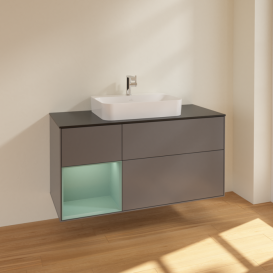 Тумба під раковину Villeroy & Boch Finion 120х50,1 см із підсвічуванням МДФ антрацит матовий лак/скло чорне матове F412GMGK