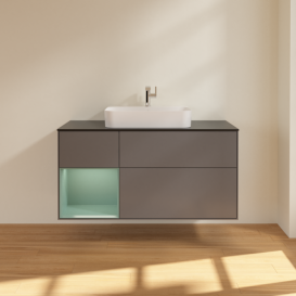 Тумба під раковину Villeroy & Boch Finion 120х50,1 см із підсвічуванням МДФ антрацит матовий лак/скло чорне матове F412GMGK