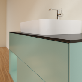 Тумба под раковину Villeroy & Boch Finion 120х50,1 см с подсветкой МДФ оливковый матовый лак/стекло черное матовое F412GMGM