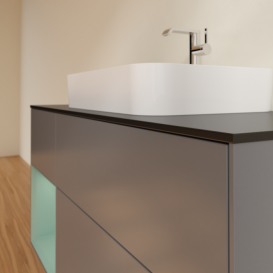 Тумба під раковину Villeroy & Boch Finion 120х50,1 см із підсвічуванням МДФ антрацит матовий лак/скло чорне матове F412GMGN