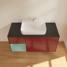 Тумба под раковину Villeroy & Boch Finion 120х50,1 см с подсветкой МДФ пион матовый лак/стекло черное матовое F412GMHB