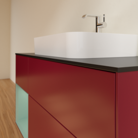 Тумба под раковину Villeroy & Boch Finion 120х50,1 см с подсветкой МДФ пион матовый лак/стекло черное матовое F412GMHB