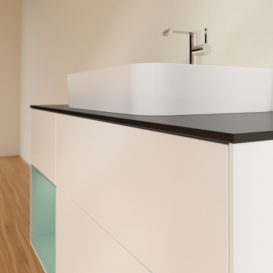 Тумба під раковину Villeroy & Boch Finion 120х50,1 см із підсвічуванням МДФ білий глянцевий лак/скло чорне матове F412GMMT