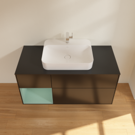 Тумба под раковину Villeroy & Boch Finion 120х50,1 см с подсветкой МДФ черный матовый лак/стекло черное матовое F412GMPD