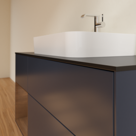 Тумба под раковину Villeroy & Boch Finion 120х50,1 см с подсветкой МДФ темно-синий матовый лак/стекло черное матовое F412GNHG