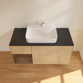 Тумба под раковину Villeroy & Boch Finion 120х50,1 см с подсветкой МДФ шпон дуба/стекло черное матовое F412GNPC