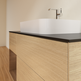 Тумба под раковину Villeroy & Boch Finion 120х50,1 см с подсветкой МДФ шпон дуба/стекло черное матовое F412GNPC