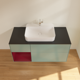 Тумба под раковину Villeroy & Boch Finion 120х50,1 см с подсветкой МДФ оливковый матовый лак/стекло черное матовое F412HBGM