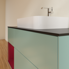 Тумба под раковину Villeroy & Boch Finion 120х50,1 см с подсветкой МДФ оливковый матовый лак/стекло черное матовое F412HBGM