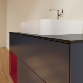 Тумба под раковину Villeroy & Boch Finion 120х50,1 см с подсветкой МДФ темно-синий матовый лак/стекло черное матовое F412HBHG