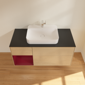 Тумба под раковину Villeroy & Boch Finion 120х50,1 см с подсветкой МДФ шпон дуба/стекло черное матовое F412HBPC