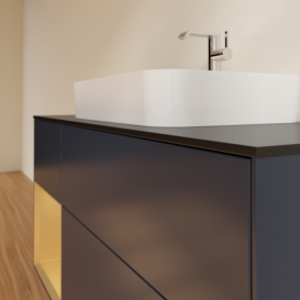 Тумба під раковину Villeroy & Boch Finion 120х50,1 см із підсвічуванням МДФ темно-синій матовий лак/скло чорне матове F412HFHG