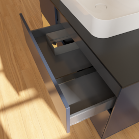 Тумба під раковину Villeroy & Boch Finion 120х50,1 см із підсвічуванням МДФ темно-синій матовий лак/скло чорне матове F412HFHG