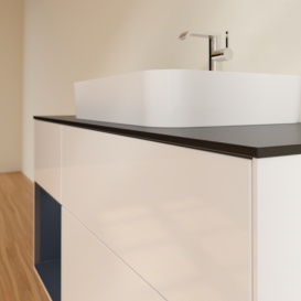 Тумба под раковину Villeroy & Boch Finion 120х50,1 см с подсветкой МДФ глянцевый белый лак/стекло черное матовое F412HGGF