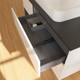 Тумба под раковину Villeroy & Boch Finion 120х50,1 см с подсветкой МДФ глянцевый белый лак/стекло черное матовое F412HGGF