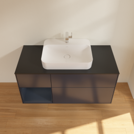 Тумба под раковину Villeroy & Boch Finion 120х50,1 см с подсветкой МДФ темно-синий матовый лак/стекло черное матовое F412HGHG