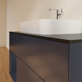 Тумба под раковину Villeroy & Boch Finion 120х50,1 см с подсветкой МДФ темно-синий матовый лак/стекло черное матовое F412HGHG