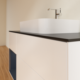 Тумба под раковину Villeroy & Boch Finion 120х50,1 см с подсветкой МДФ белый матовый лак/стекло черное матовое F412HGMT