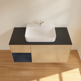 Тумба под раковину Villeroy & Boch Finion 120х50,1 см с подсветкой МДФ шпон дуба/стекло черное матовое F412HGPC