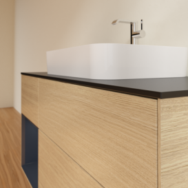 Тумба под раковину Villeroy & Boch Finion 120х50,1 см с подсветкой МДФ шпон дуба/стекло черное матовое F412HGPC