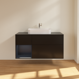 Тумба под раковину Villeroy & Boch Finion 120х50,1 см с подсветкой МДФ черный матовый лак/стекло черное матовое F412HGPD