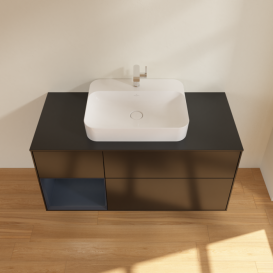 Тумба под раковину Villeroy & Boch Finion 120х50,1 см с подсветкой МДФ черный матовый лак/стекло черное матовое F412HGPD