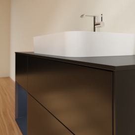 Тумба под раковину Villeroy & Boch Finion 120х50,1 см с подсветкой МДФ черный матовый лак/стекло черное матовое F412HGPD