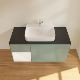 Тумба под раковину Villeroy & Boch Finion 120х50,1 см с подсветкой МДФ оливковый матовый лак/стекло черное матовое F412MTGM