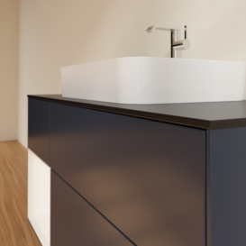 Тумба под раковину Villeroy & Boch Finion 120х50,1 см с подсветкой МДФ темно-синий матовый лак/стекло черное матовое F412MTHG