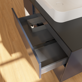 Тумба под раковину Villeroy & Boch Finion 120х50,1 см с подсветкой МДФ темно-синий матовый лак/стекло черное матовое F412MTHG