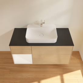 Тумба під раковину Villeroy & Boch Finion 120х50,1 см із підсвічуванням МДФ шпон дуба/скло чорне матове F412MTPC