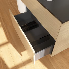 Тумба під раковину Villeroy & Boch Finion 120х50,1 см із підсвічуванням МДФ шпон дуба/скло чорне матове F412MTPC