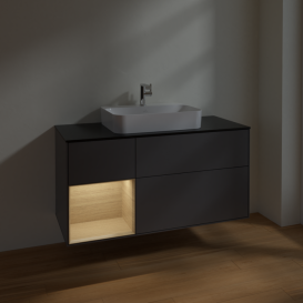Тумба под раковину Villeroy & Boch Finion 120х50,1 см с подсветкой МДФ антрацит матовый лак/стекло черное матовое F412PCGK