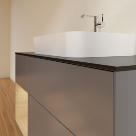 Тумба под раковину Villeroy & Boch Finion 120х50,1 см с подсветкой МДФ антрацит матовый лак/стекло черное матовое F412PCGK